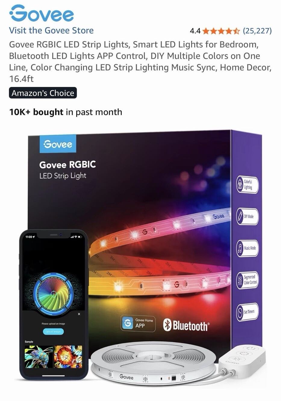 Govee RGBIC LED Strip Lights 16.4ft App Control Multiple Colors New In Box